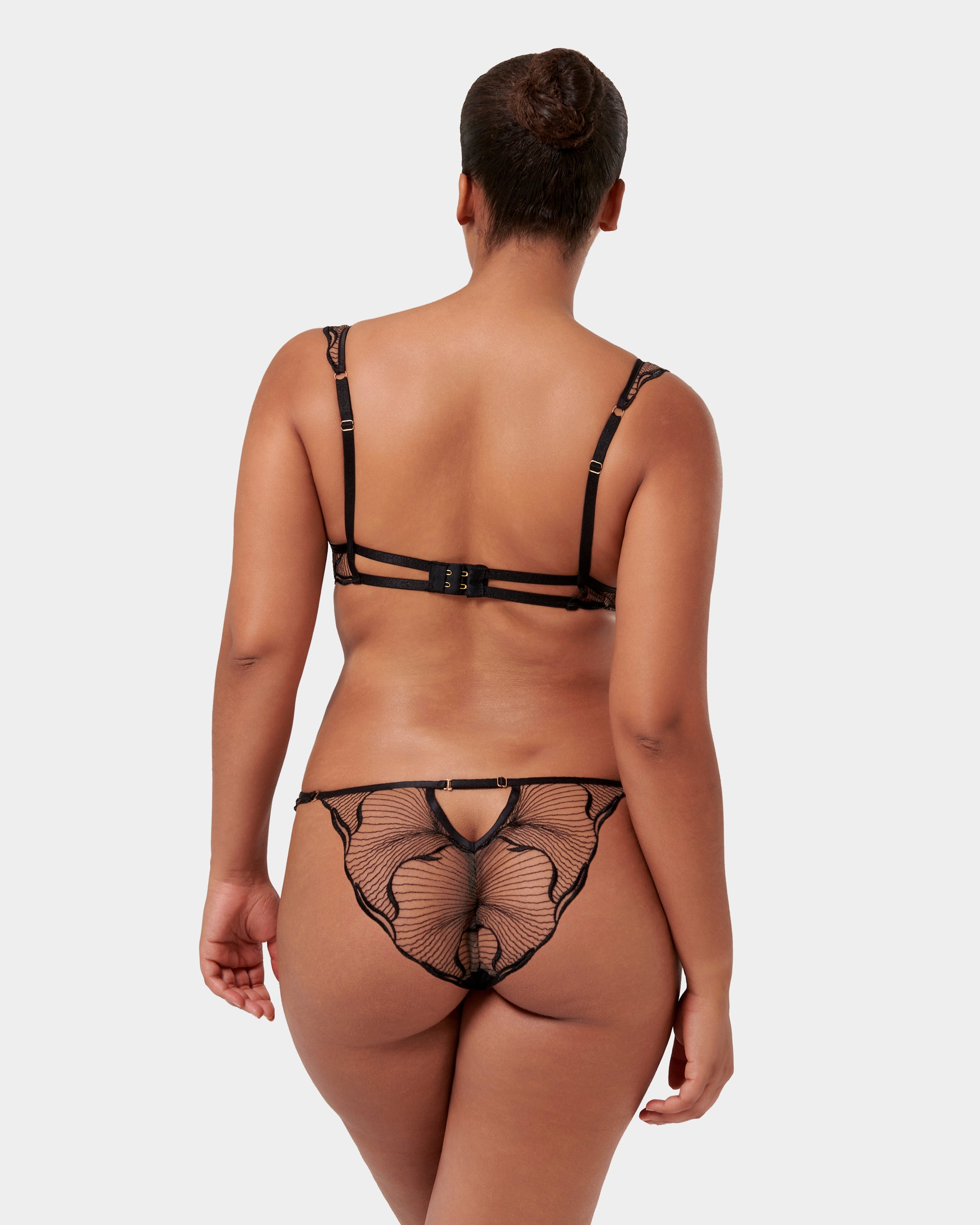 Marabel Embroidered Sheer Bra Black