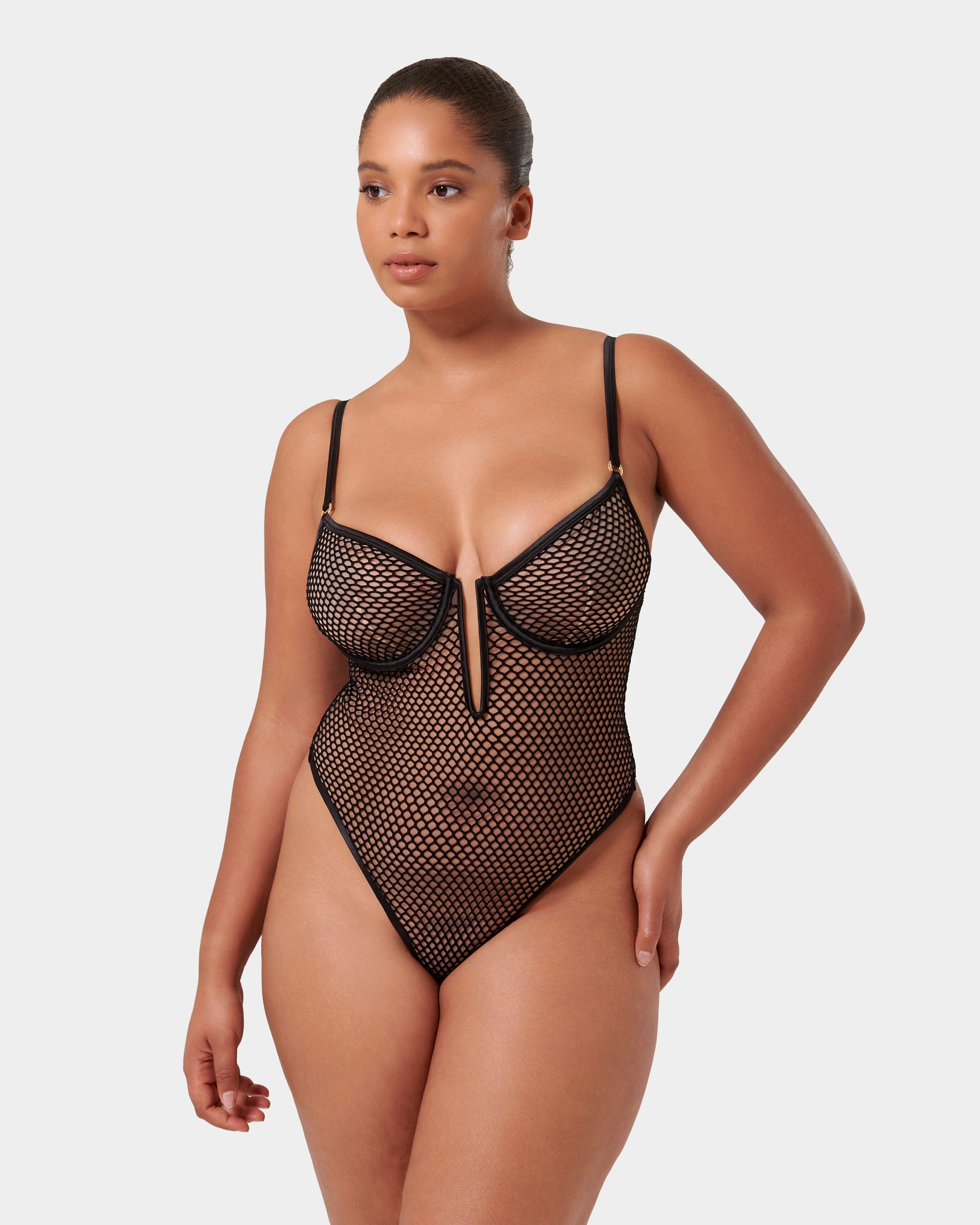 Mina Fishnet Bodysuit Black