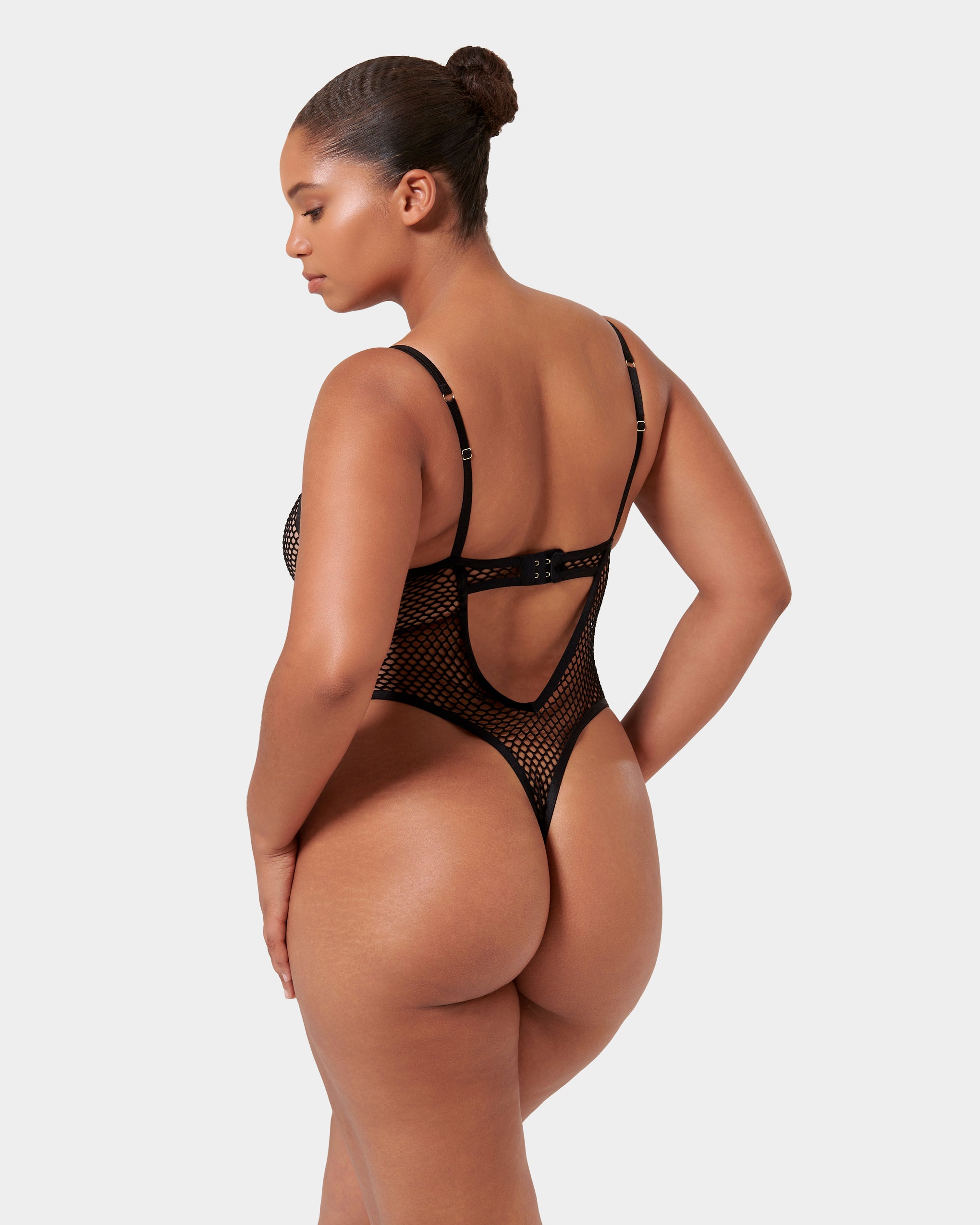 Mina Fishnet Bodysuit Black