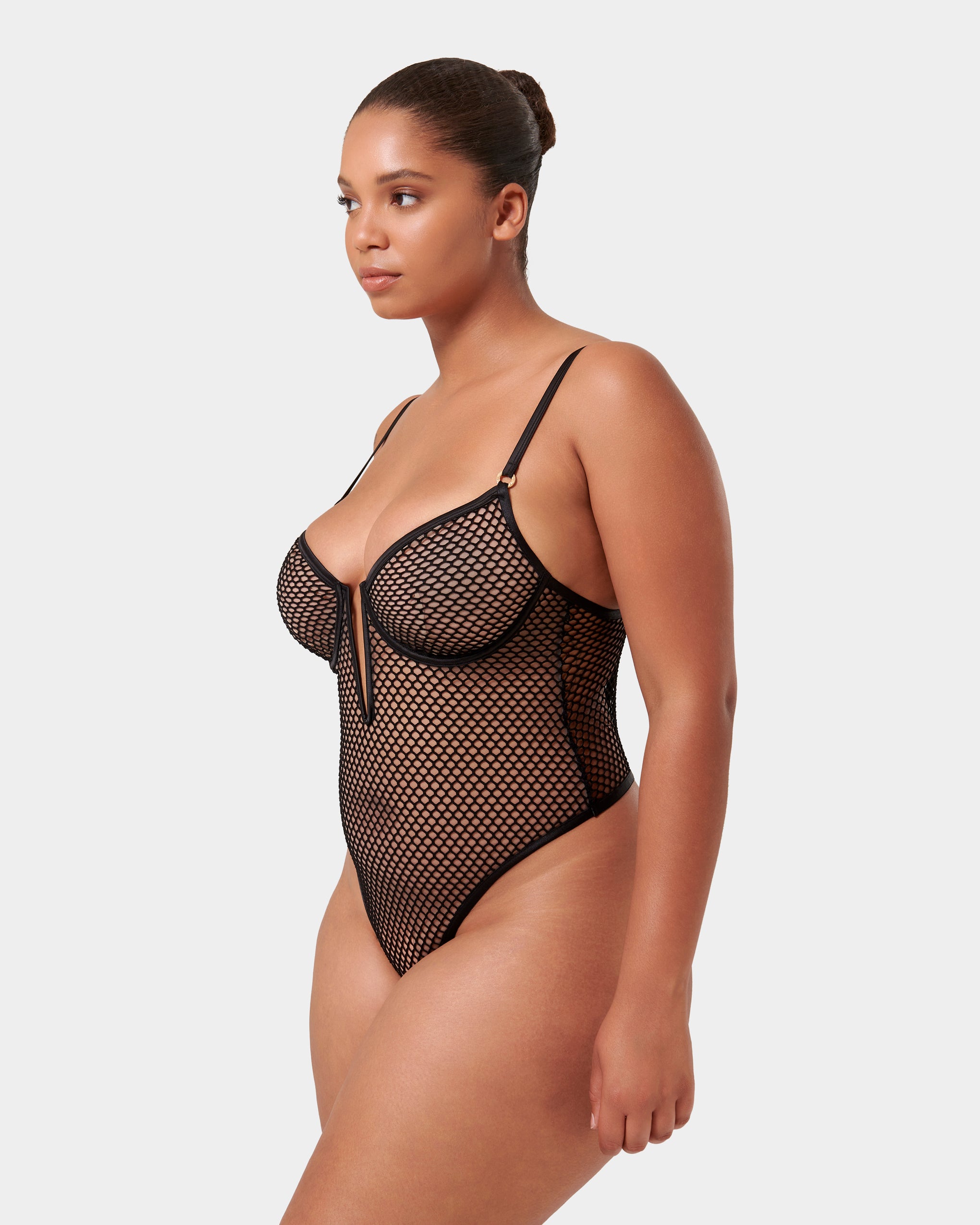 Mina Fishnet Bodysuit Black