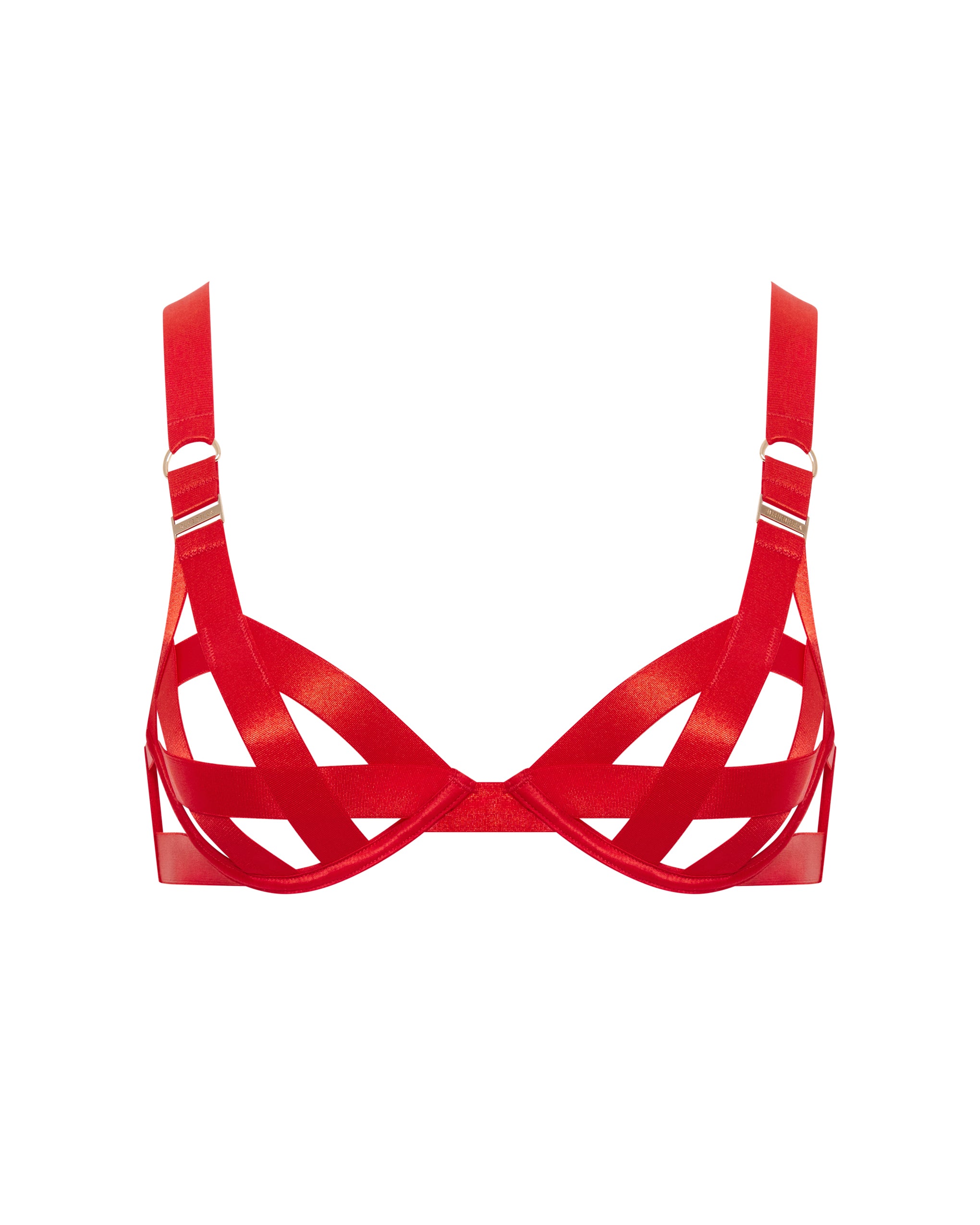 Ariana Satin Strappy Bra Red