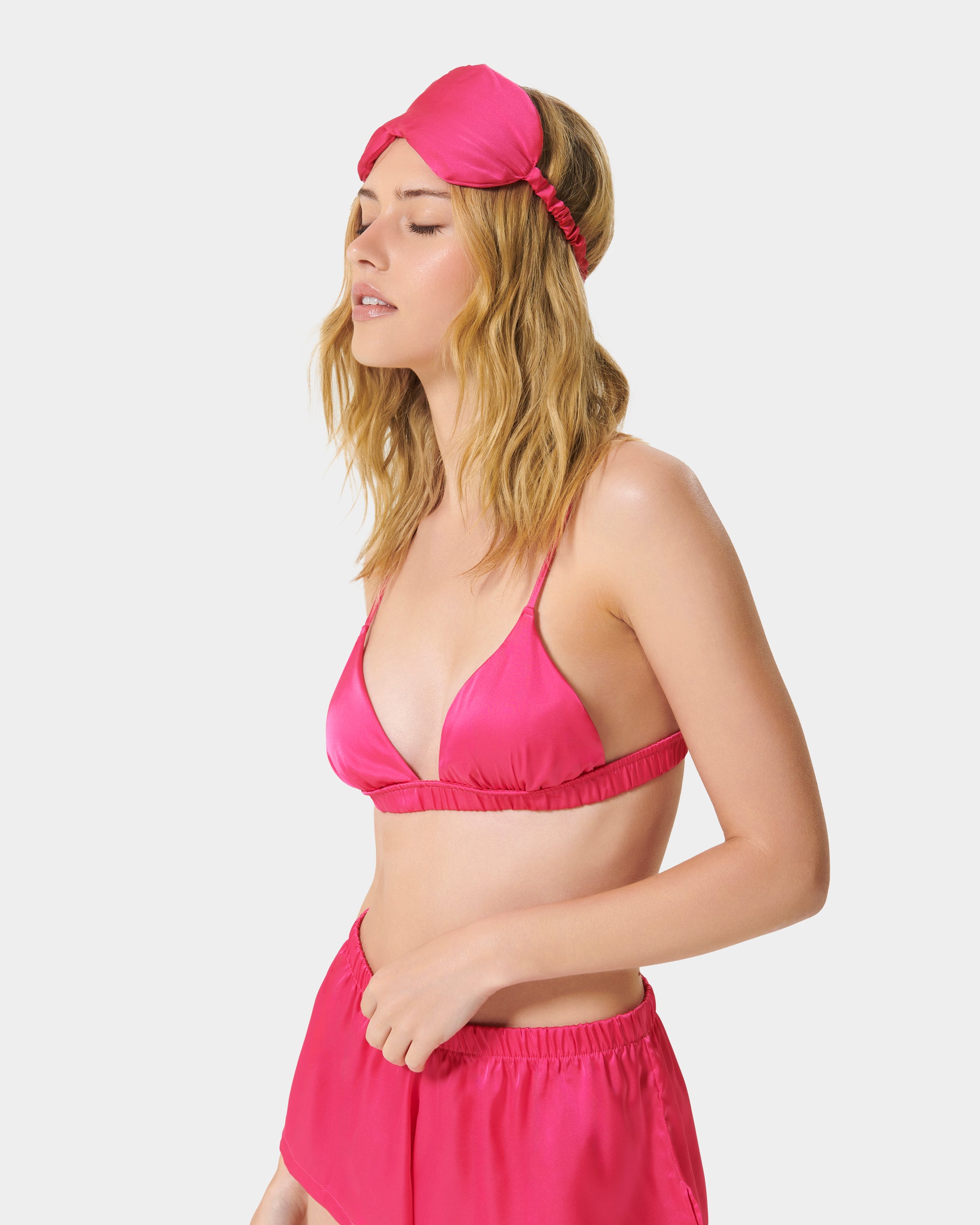 Saskia Luxury Satin Eye Mask Fuchsia Pink