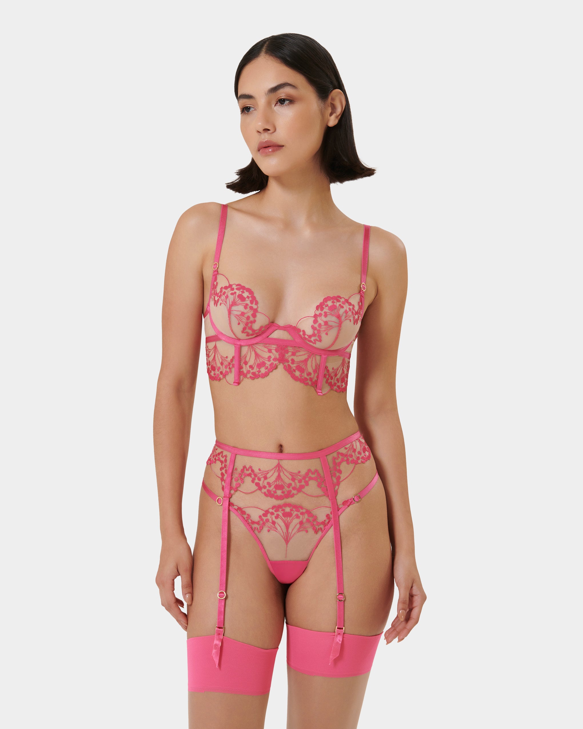 Set: Marisa Fuchsia Pink/Sheer