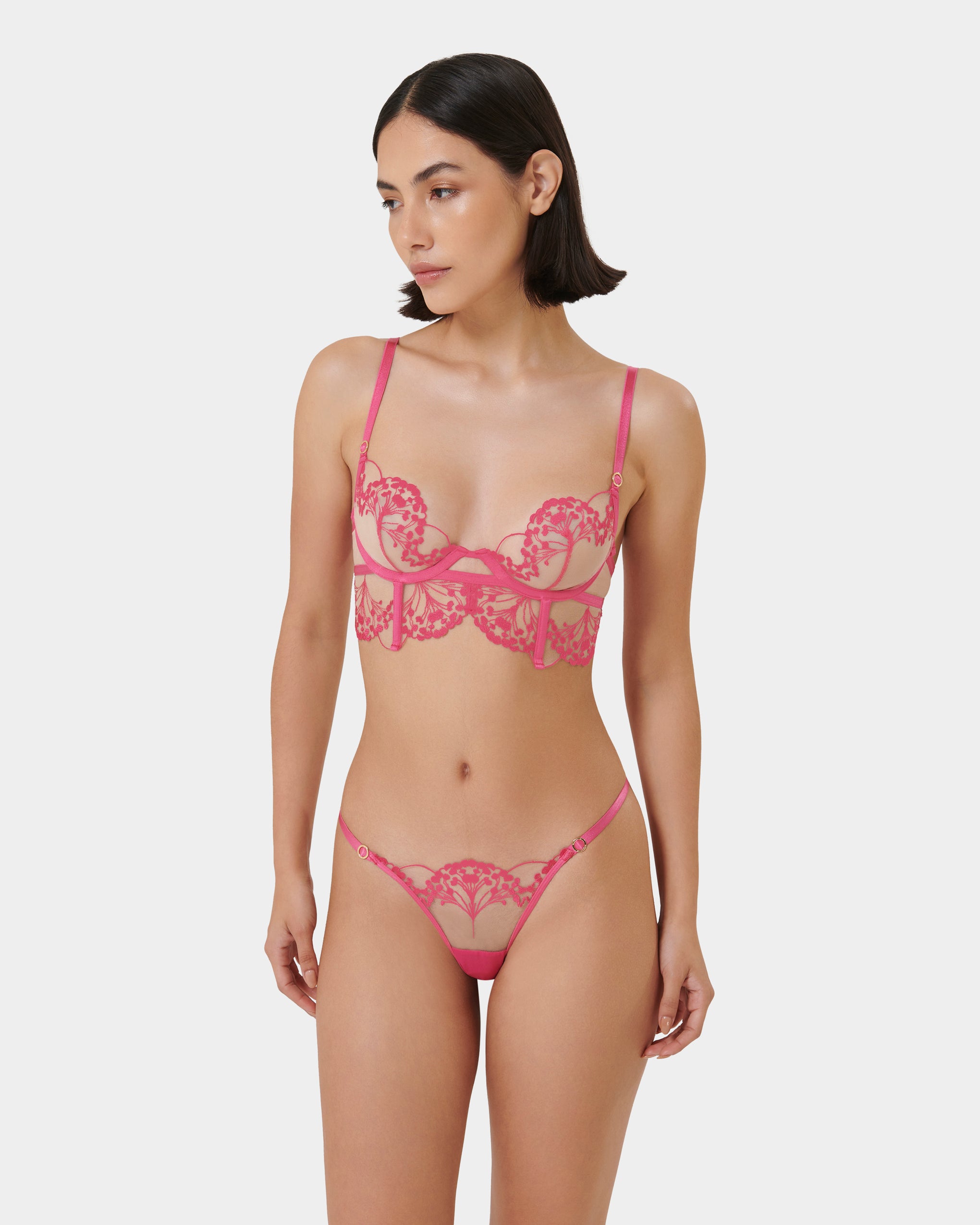 Set: Marisa Fuchsia Pink/Sheer